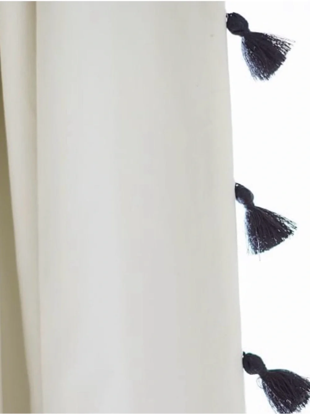 Curtain Panel- Pottery Barn Teen Blackout curtains cream & black tassel set of 2